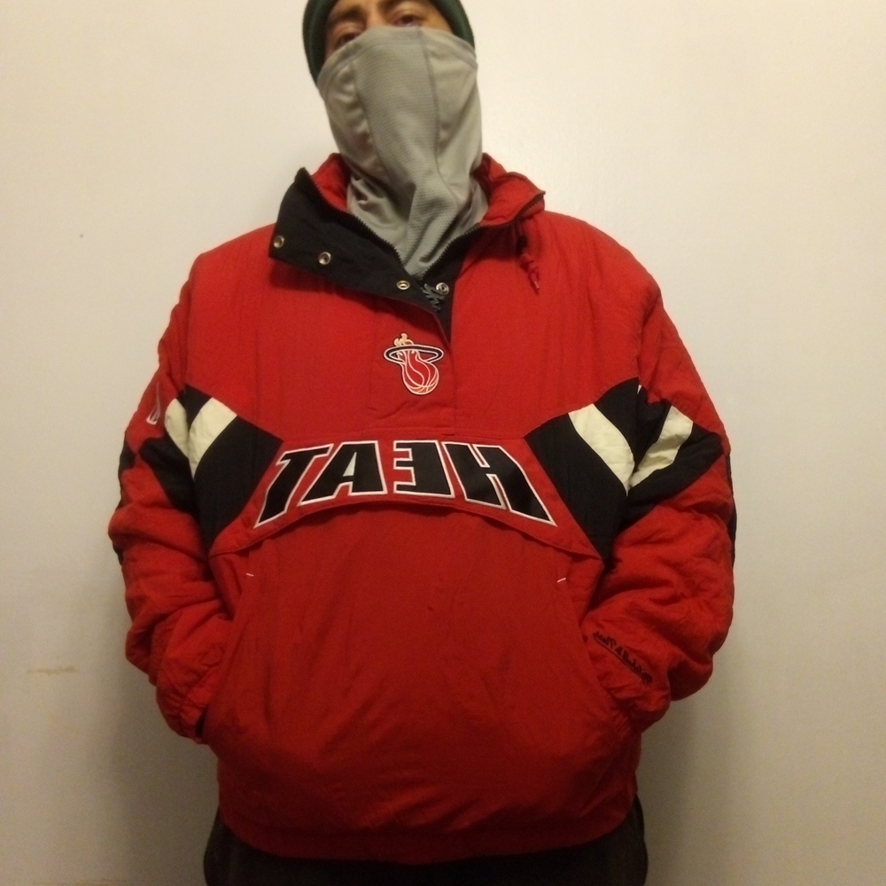 Mitchell & Ness Red and Black Miami Heat Jacket